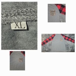 Gray and Red Plaid Sleeve Shirt